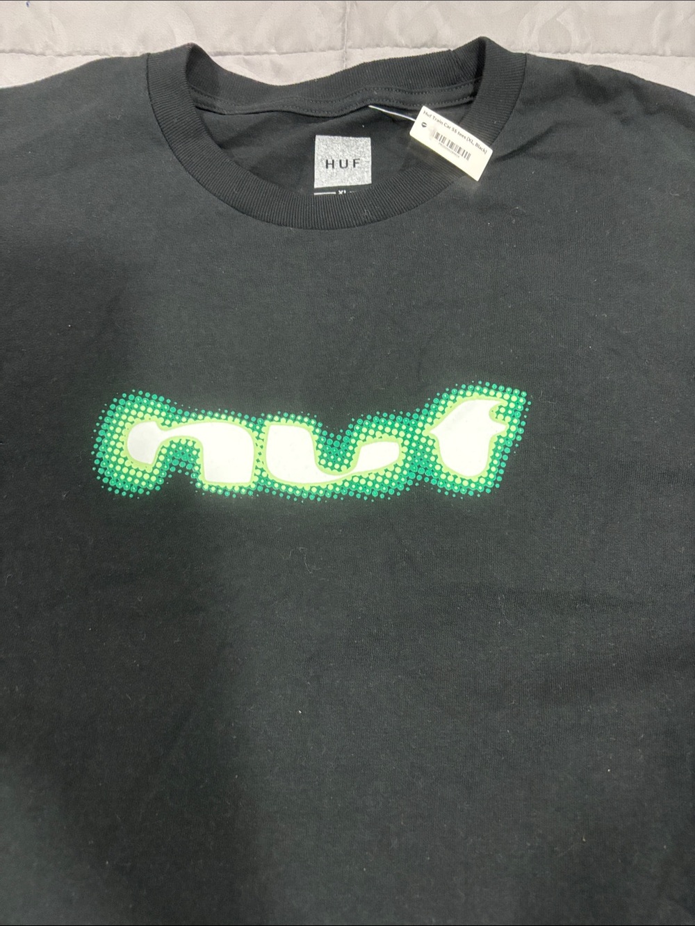 HUF Black T‑Shirt with Green Pixel Logo - Picture 3 of 4